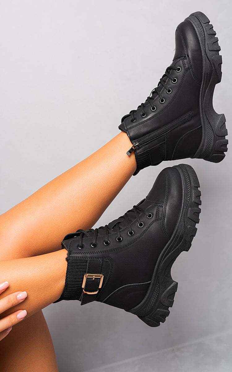 Women's Chunky Lace Up Platform Ankle Boots