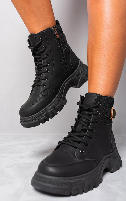 Women's Chunky Lace Up Platform Ankle Boots