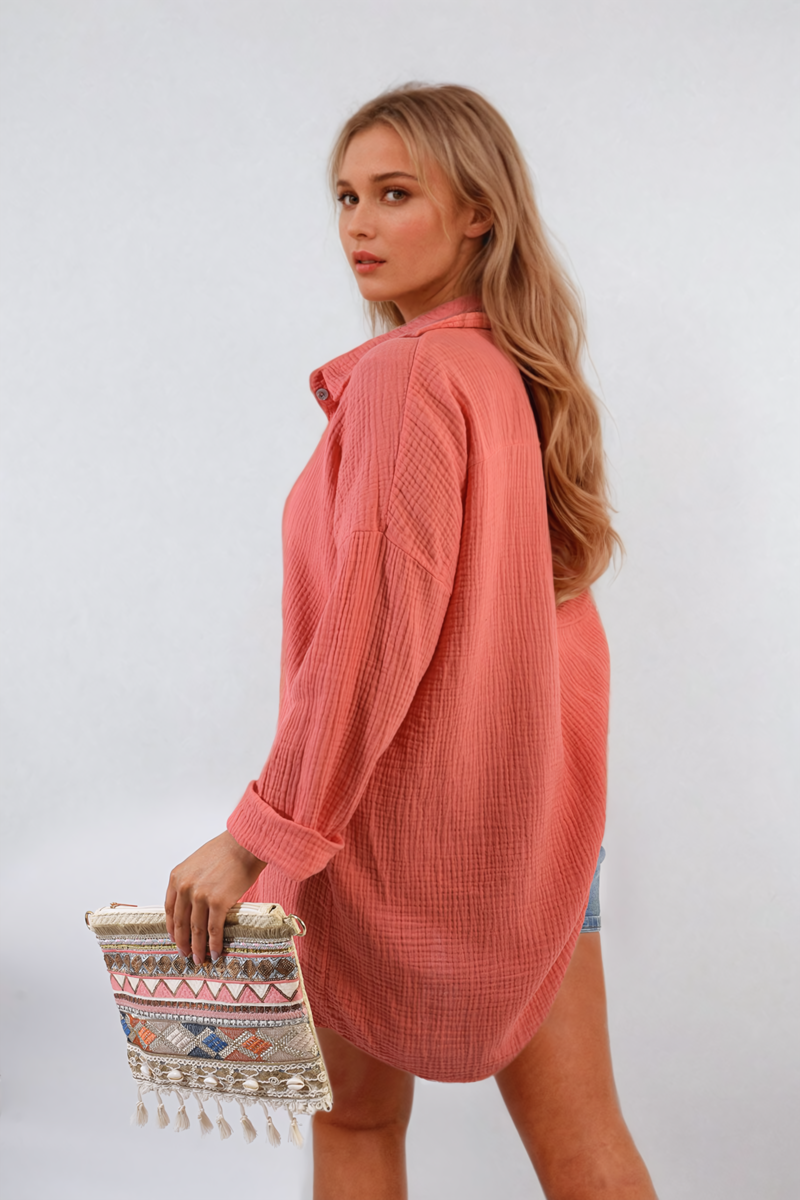 Women's Button Down Long Sleeve Oversized Shirt