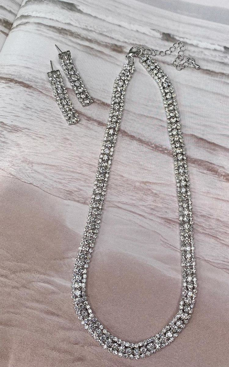 Women's Diamante Necklace and Earrings Set