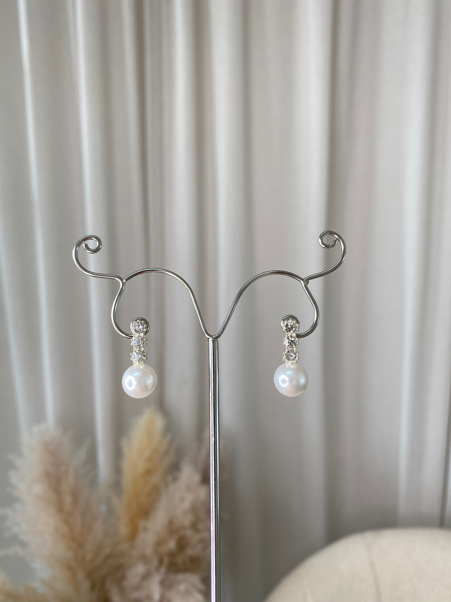 Women's Diamante Pearl Earrings