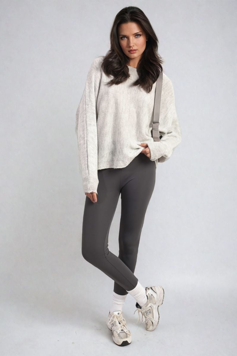 Women's Crew Neck Back Patterned Knitted Jumper