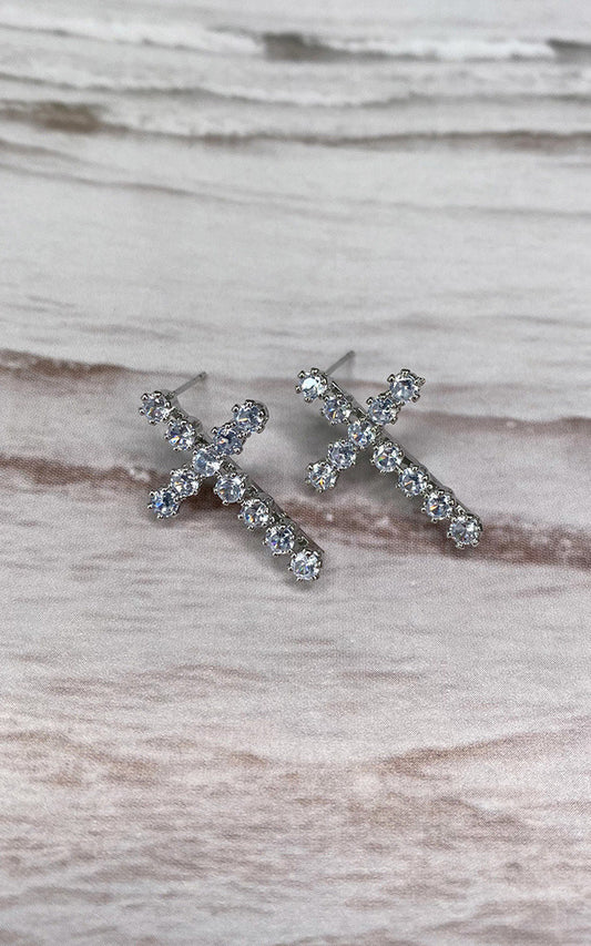 Cross Diamante Earrings