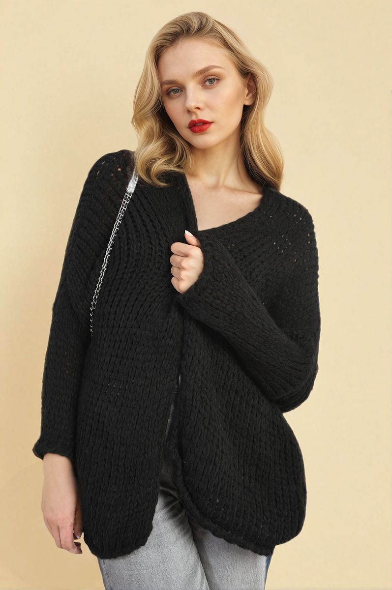 Chunky Long Sleeve Knitted Cardigan