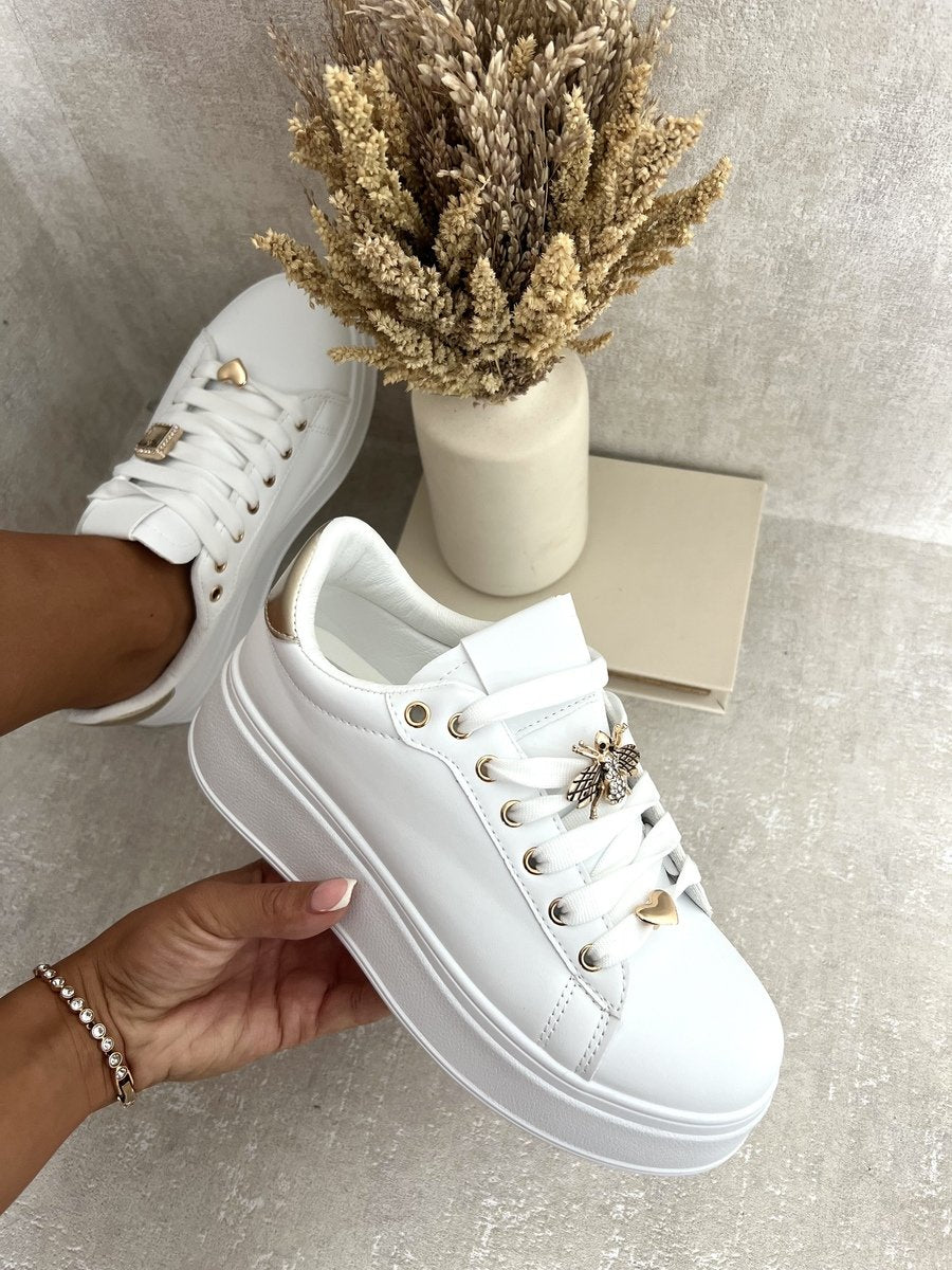 Women's Lace Up Platform Trainers With Decorative Details