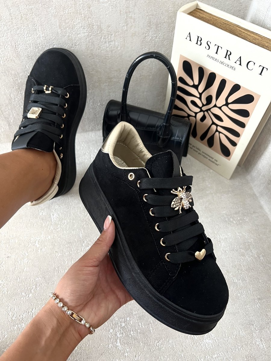 Women's Lace Up Platform Trainers With Decorative Details