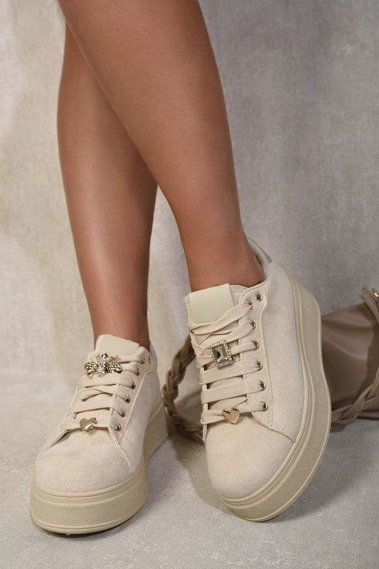 Women's Lace Up Platform Trainers With Decorative Details