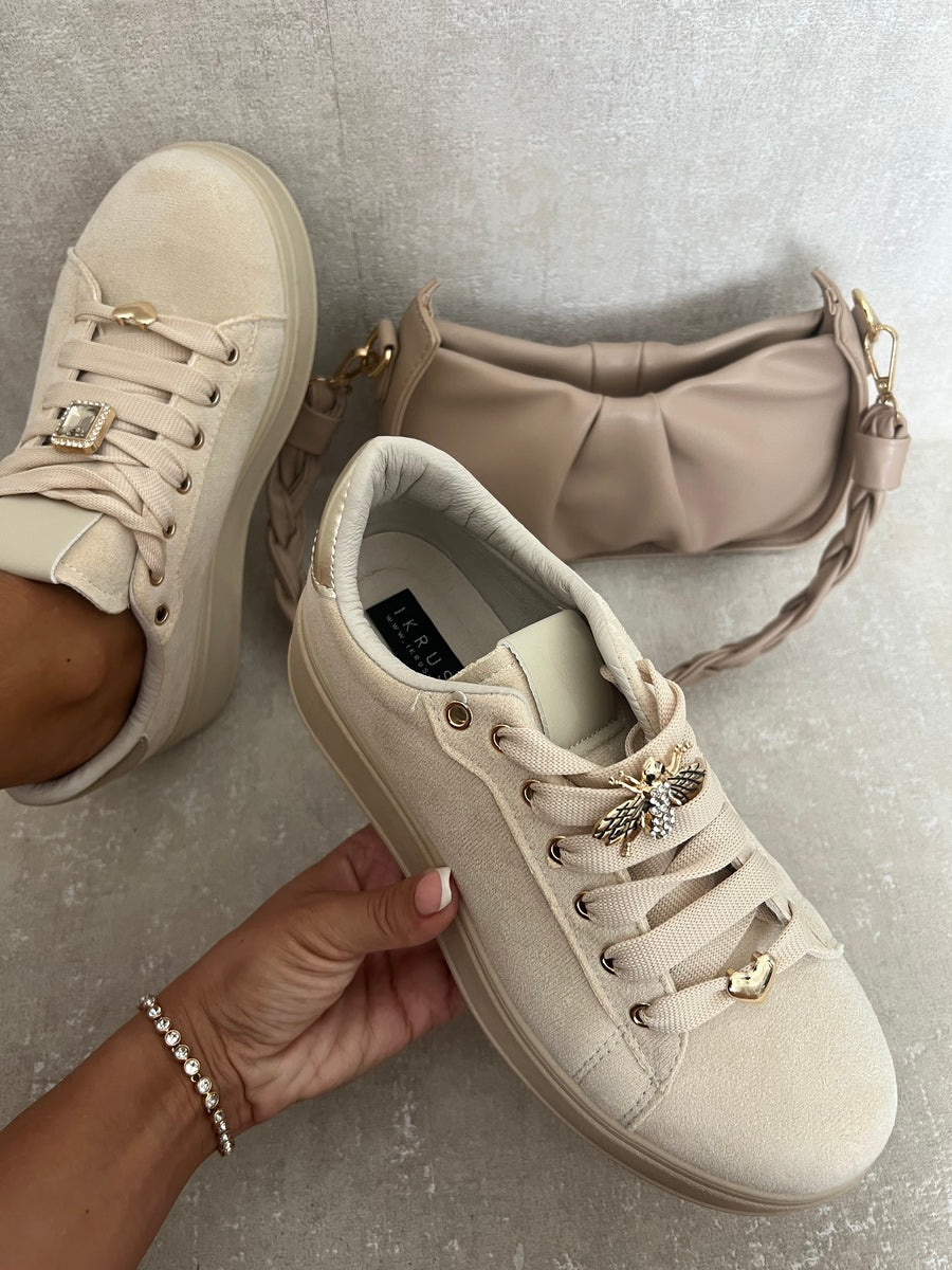 Women's Lace Up Platform Trainers With Decorative Details