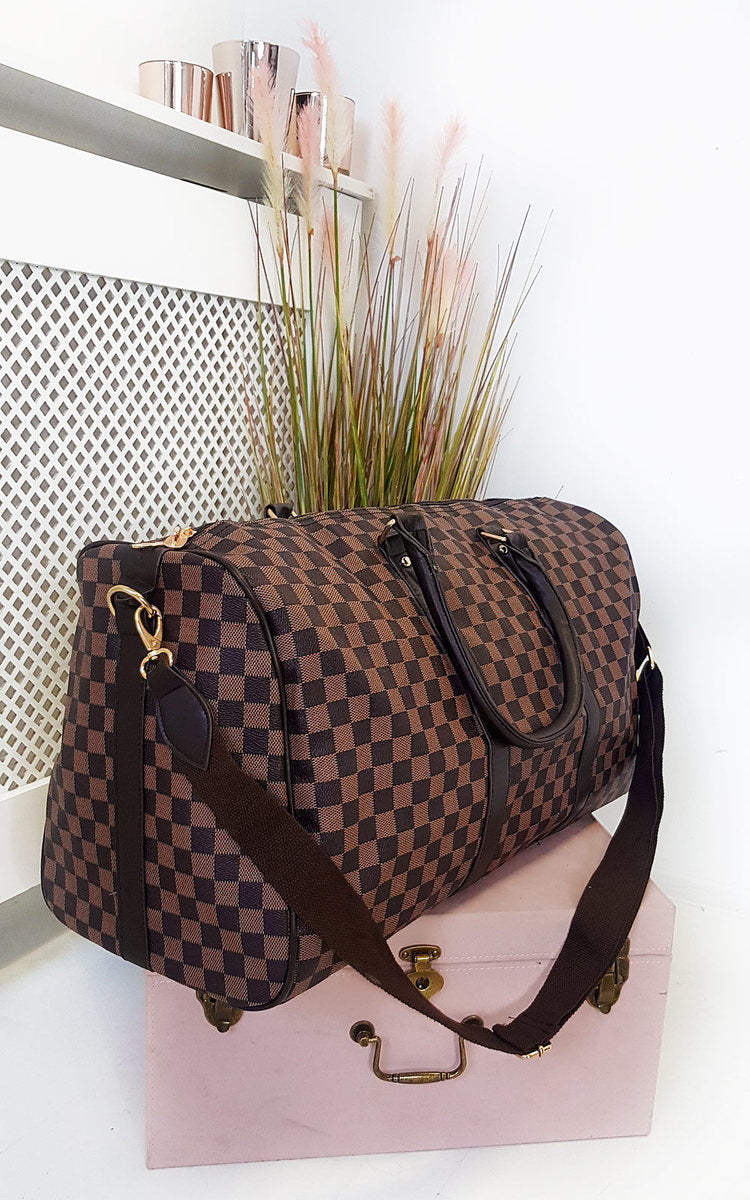 Women's Checked Print Overnight Bag