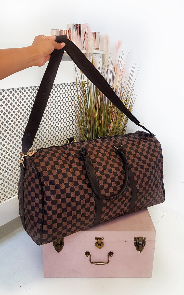 Women's Checked Print Overnight Bag