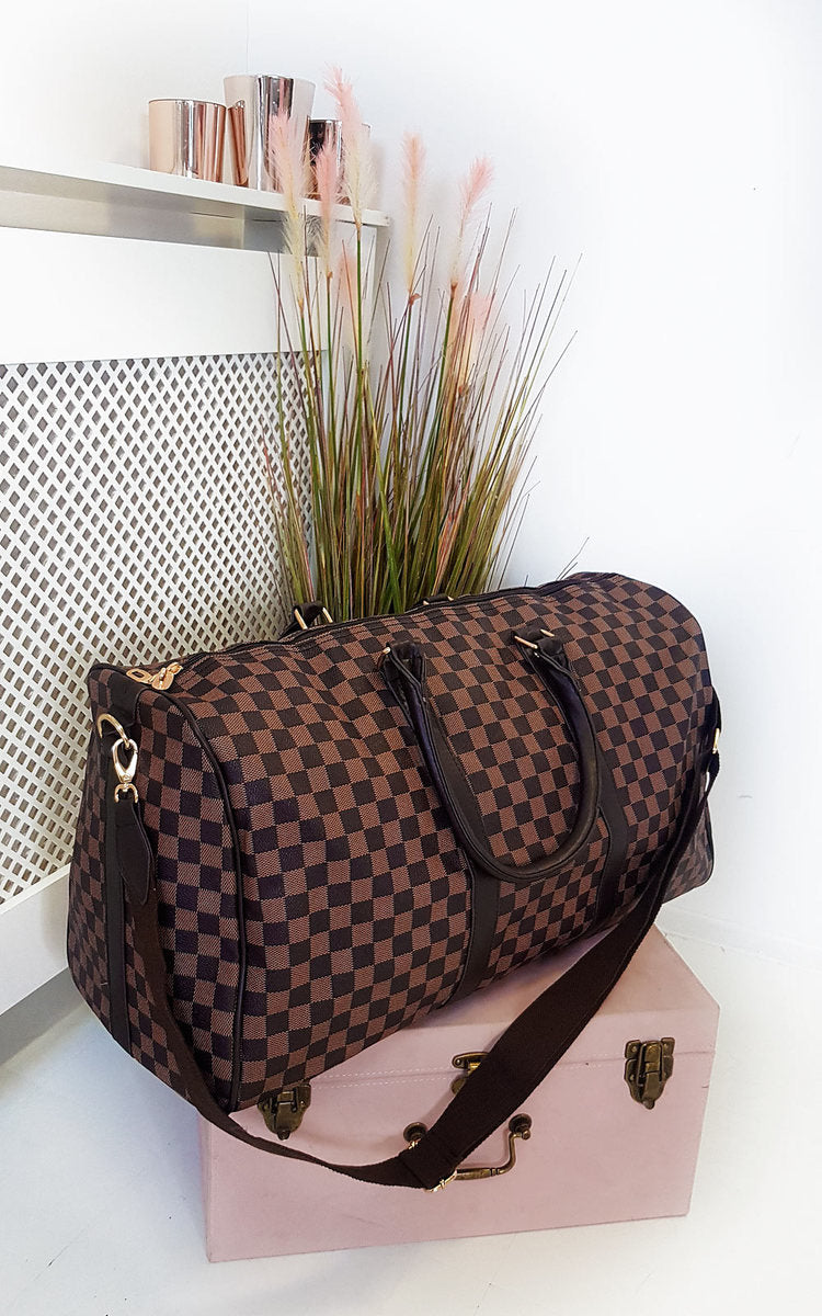 Women's Checked Print Overnight Bag