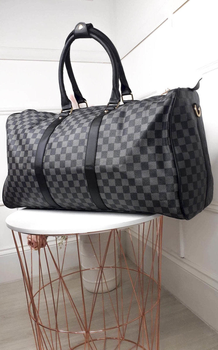 Women's Checked Print Overnight Bag