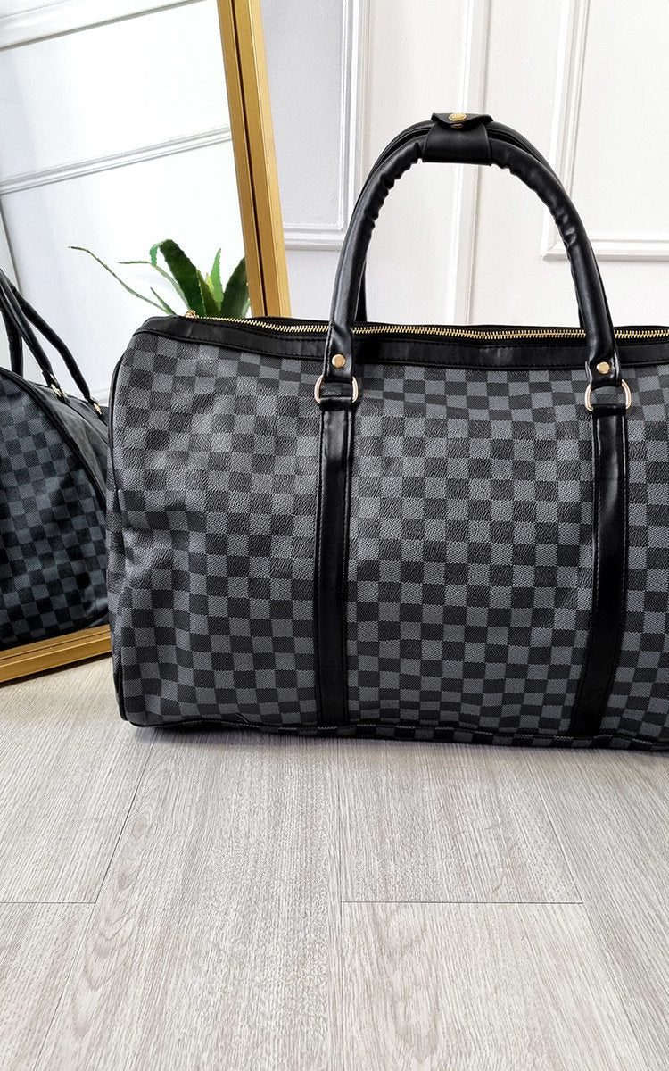 Women's Checked Print Overnight Bag