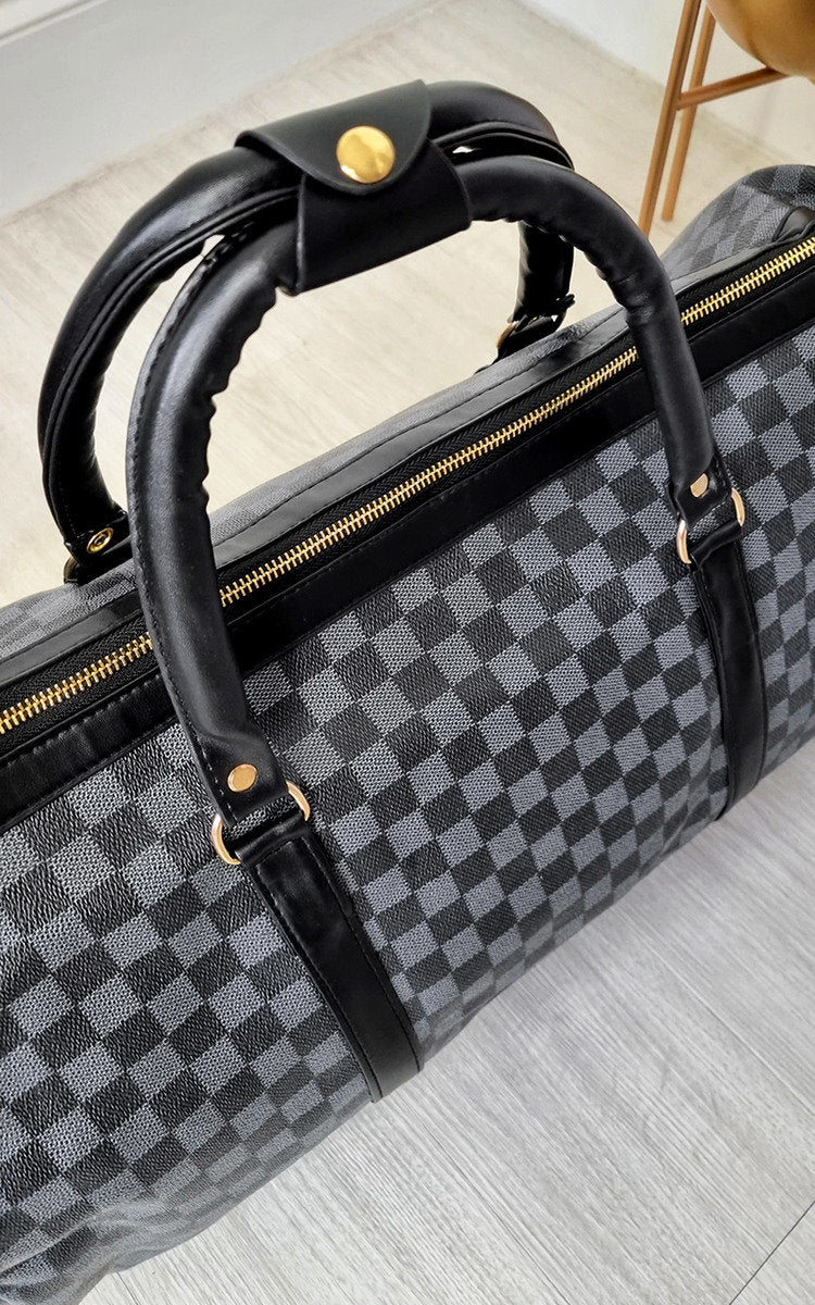 Women's Checked Print Overnight Bag