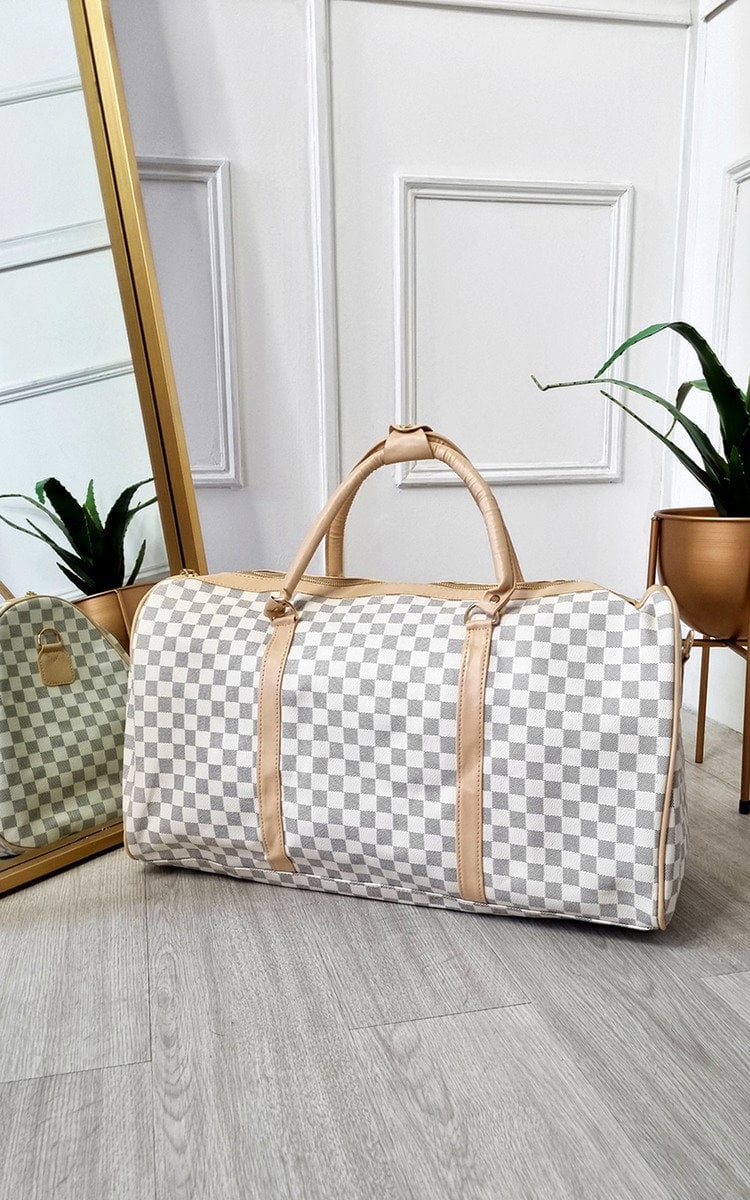 Women's Checked Print Overnight Bag