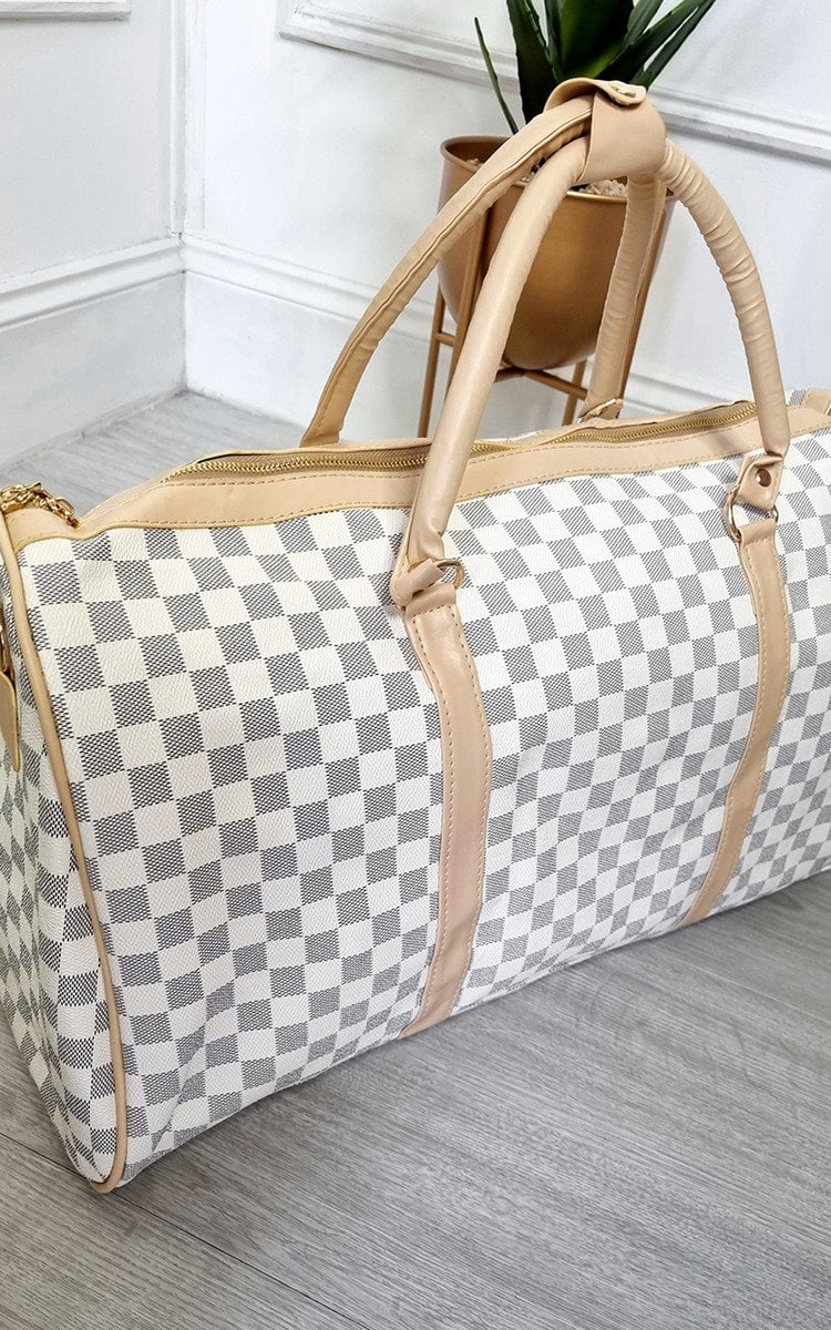 Women's Checked Print Overnight Bag