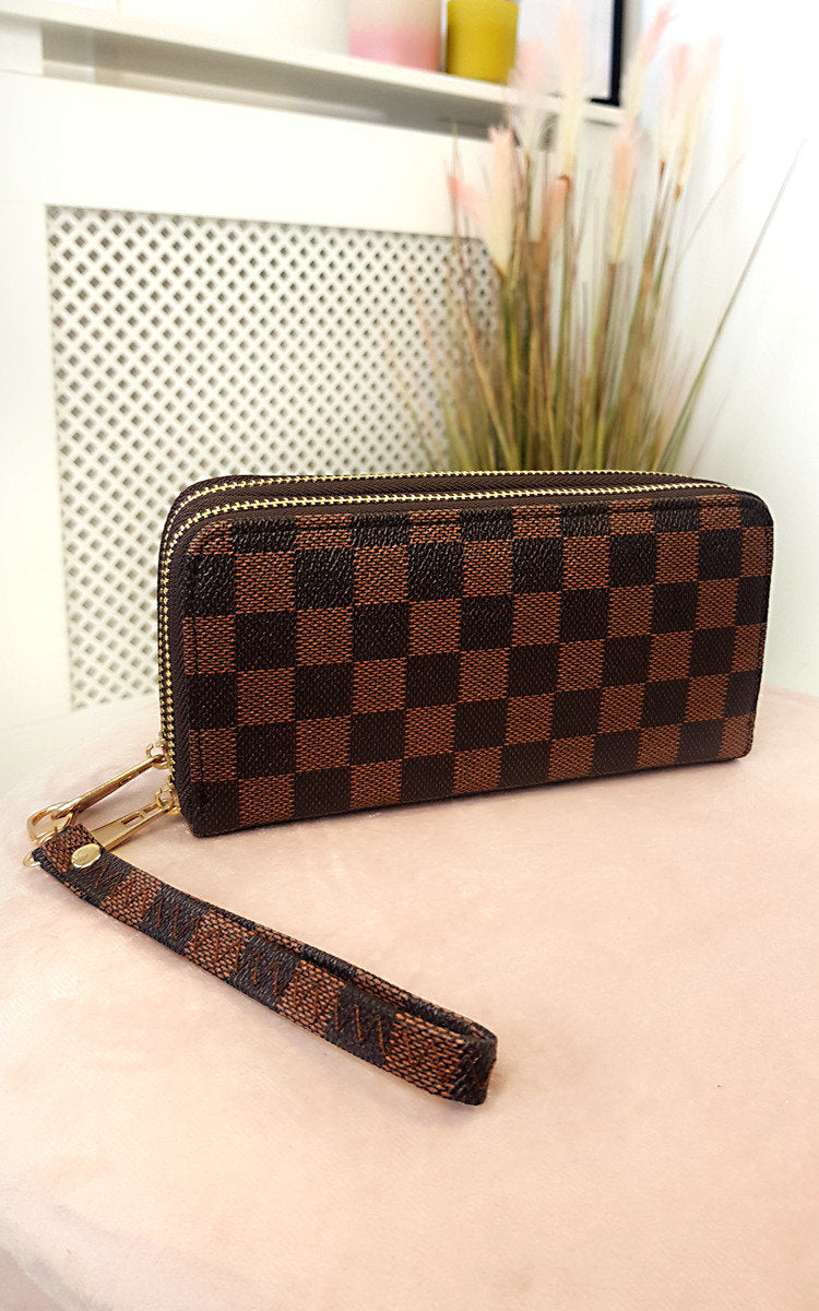 Women's Check Double Style Zip Purse