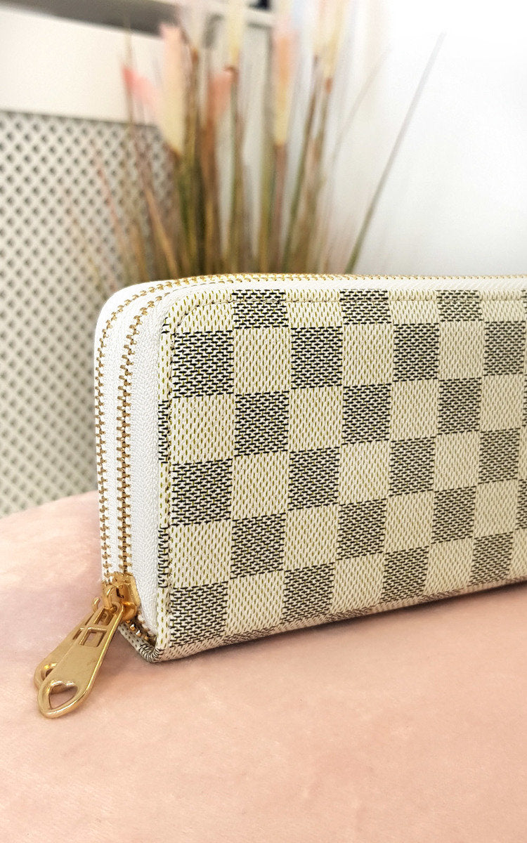 Women's Check Double Style Zip Purse