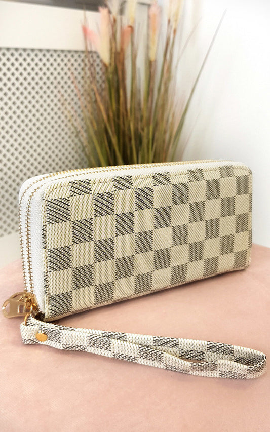 Women's Check Double Style Zip Purse