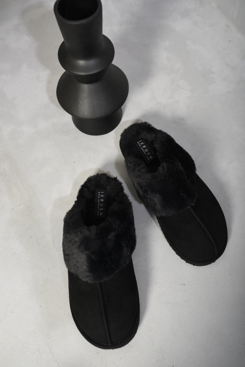 Women's Fuzzy Faux Fur Lined Slip-On Slippers