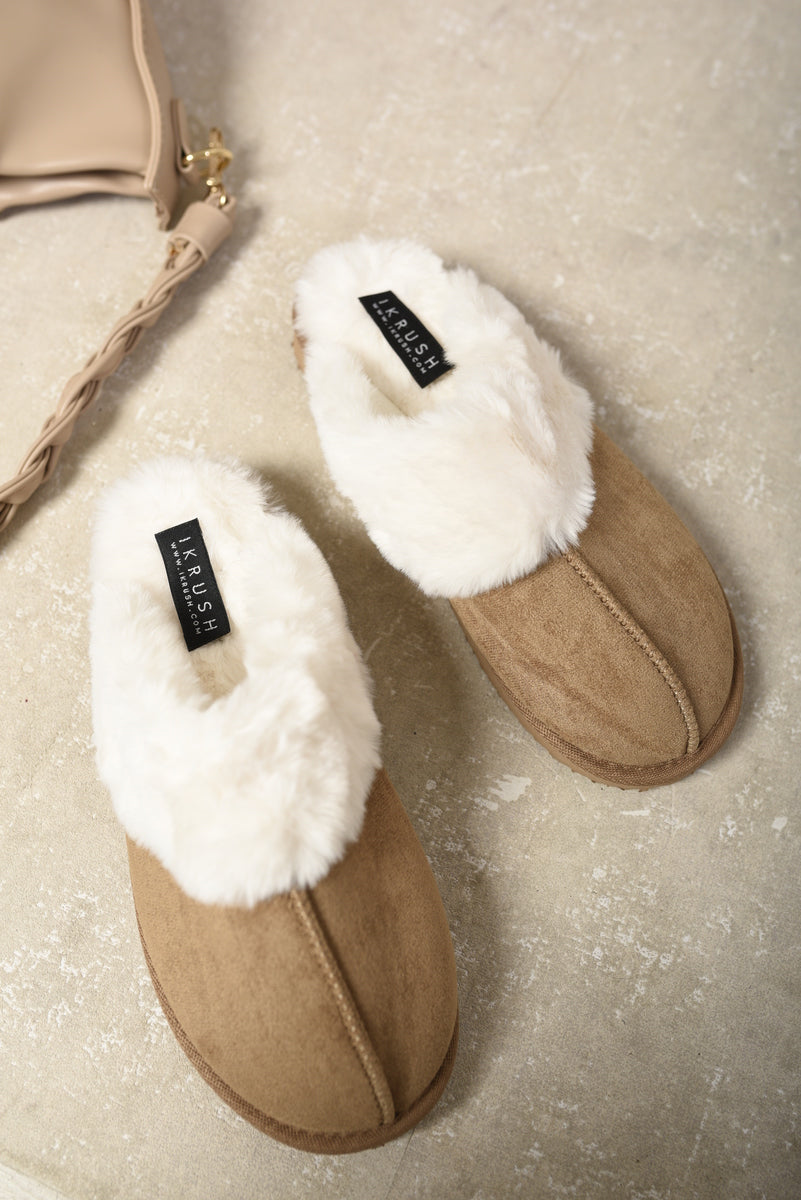 Women's Fuzzy Faux Fur Lined Slip-On Slippers