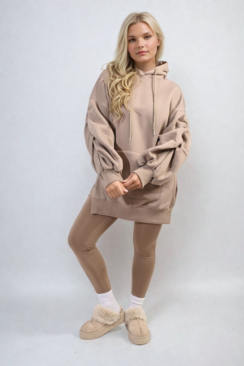 Women's Oversized Hoodie with Side Split and Leggings Co ord Set