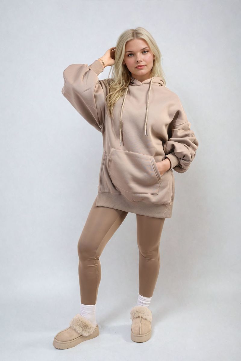 Women's Oversized Hoodie with Side Split and Leggings Co ord Set