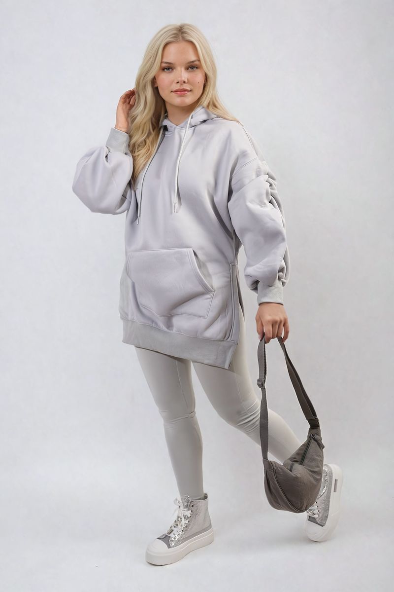 Women's Oversized Hoodie with Side Split and Leggings Co ord Set