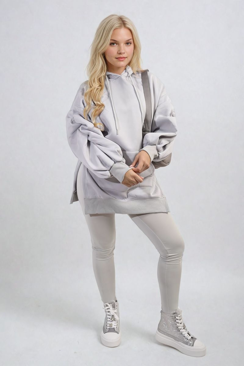 Women's Oversized Hoodie with Side Split and Leggings Co ord Set