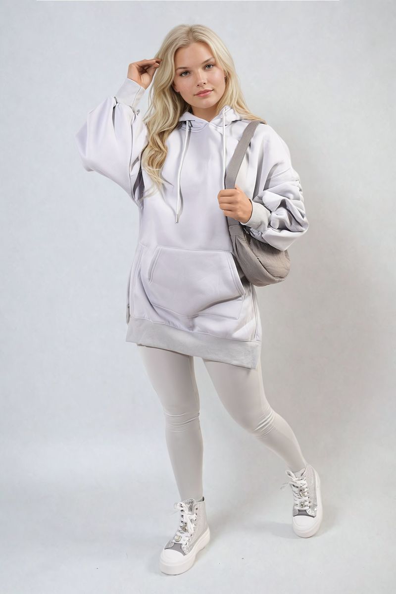 Women's Oversized Hoodie with Side Split and Leggings Co ord Set