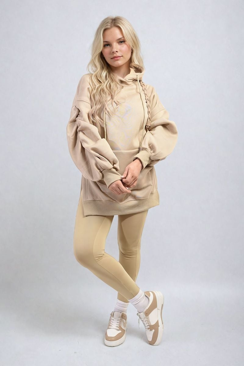 Women's Oversized Hoodie with Side Split and Leggings Co ord Set