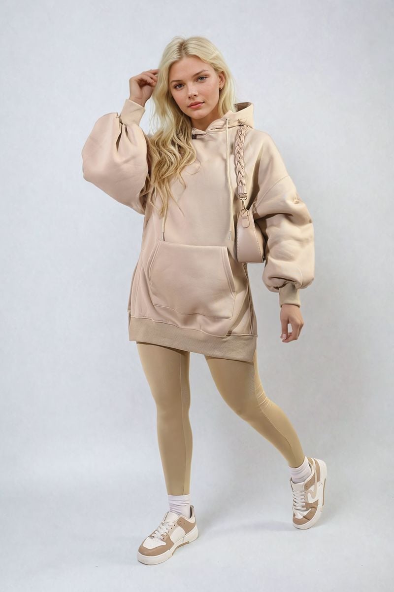 Women's Oversized Hoodie with Side Split and Leggings Co ord Set