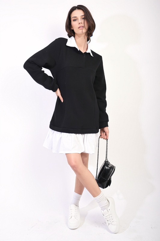 Women's Collared Long Sleeve Mini Dress