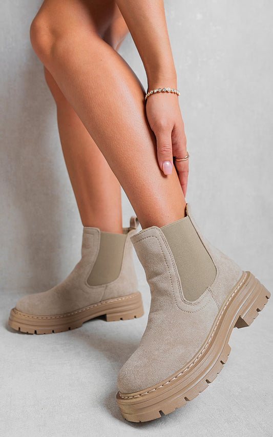 Women's Chunky Chelsea Suede Ankle Boots