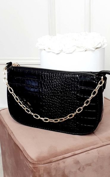 Women's Croc Print Shoulder Bag