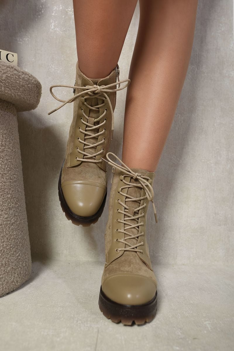 Women's Lace Up Combat Heeled Ankle Boots