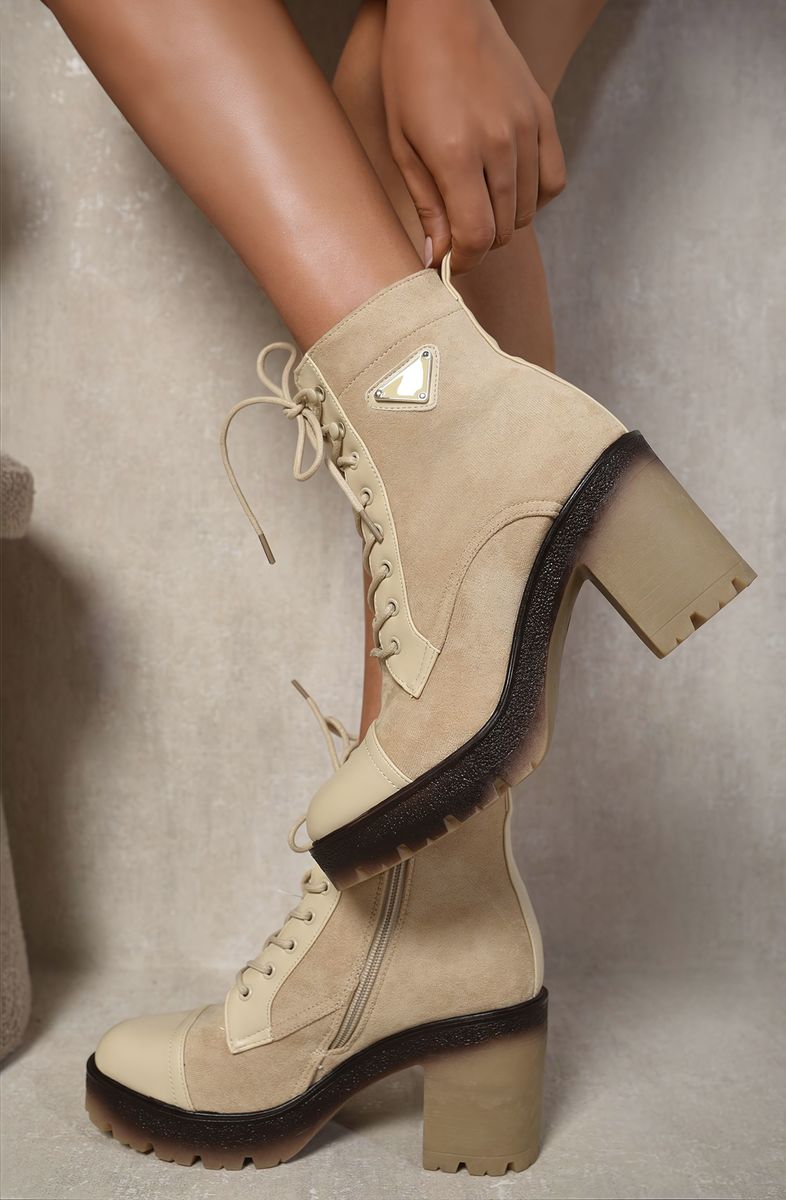 Women's Lace Up Combat Heeled Ankle Boots