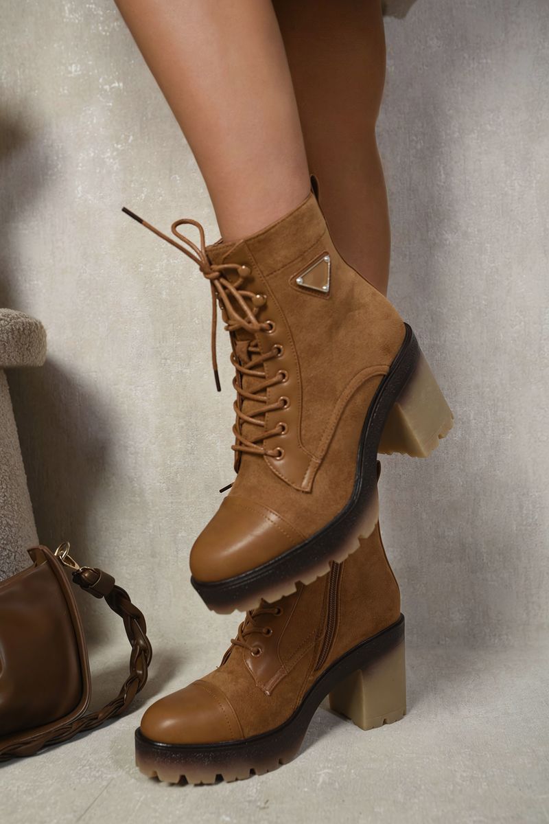 Women's Lace Up Combat Heeled Ankle Boots