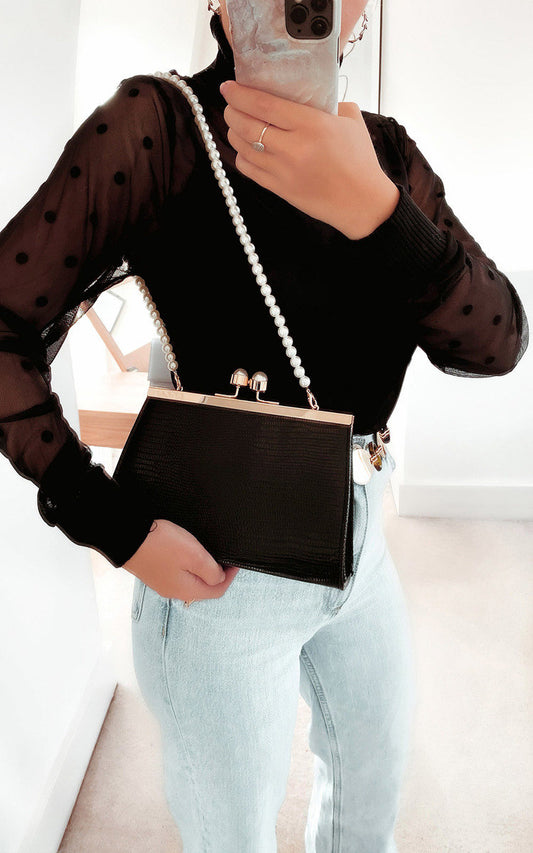 Women's Croc Print Shoulder Bag