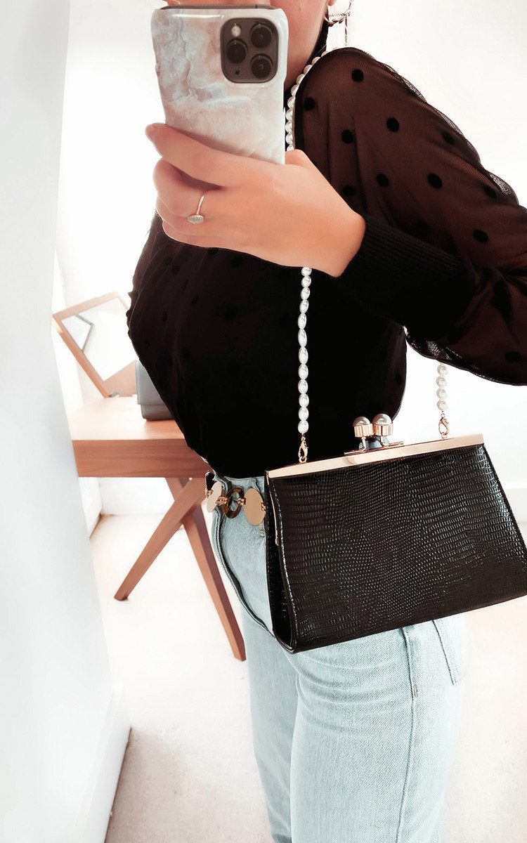 Women's Croc Print Shoulder Bag