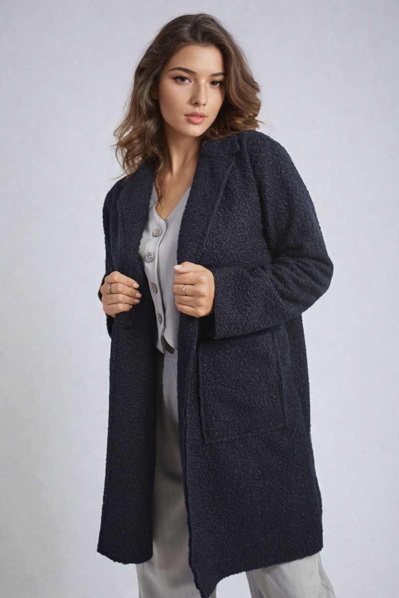 Women's Buttoned Textured Jacket with Front Pockets