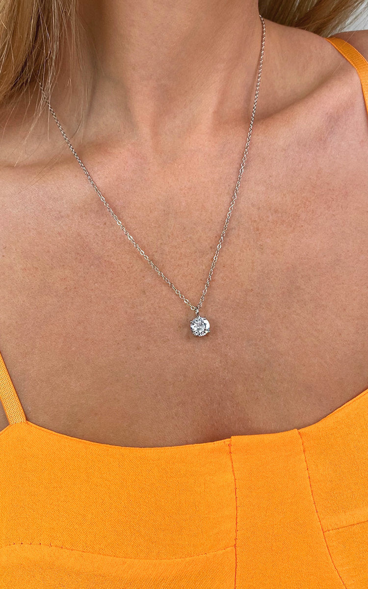 Women's Diamante Solitaire Necklace