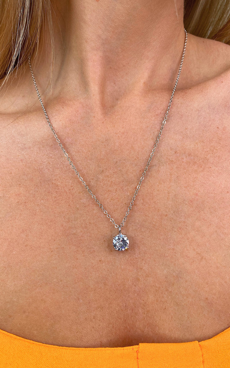 Women's Diamante Solitaire Necklace