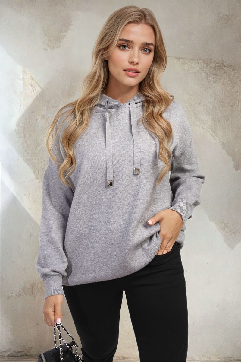 Women's Back Heart Print Knitted Hoodie