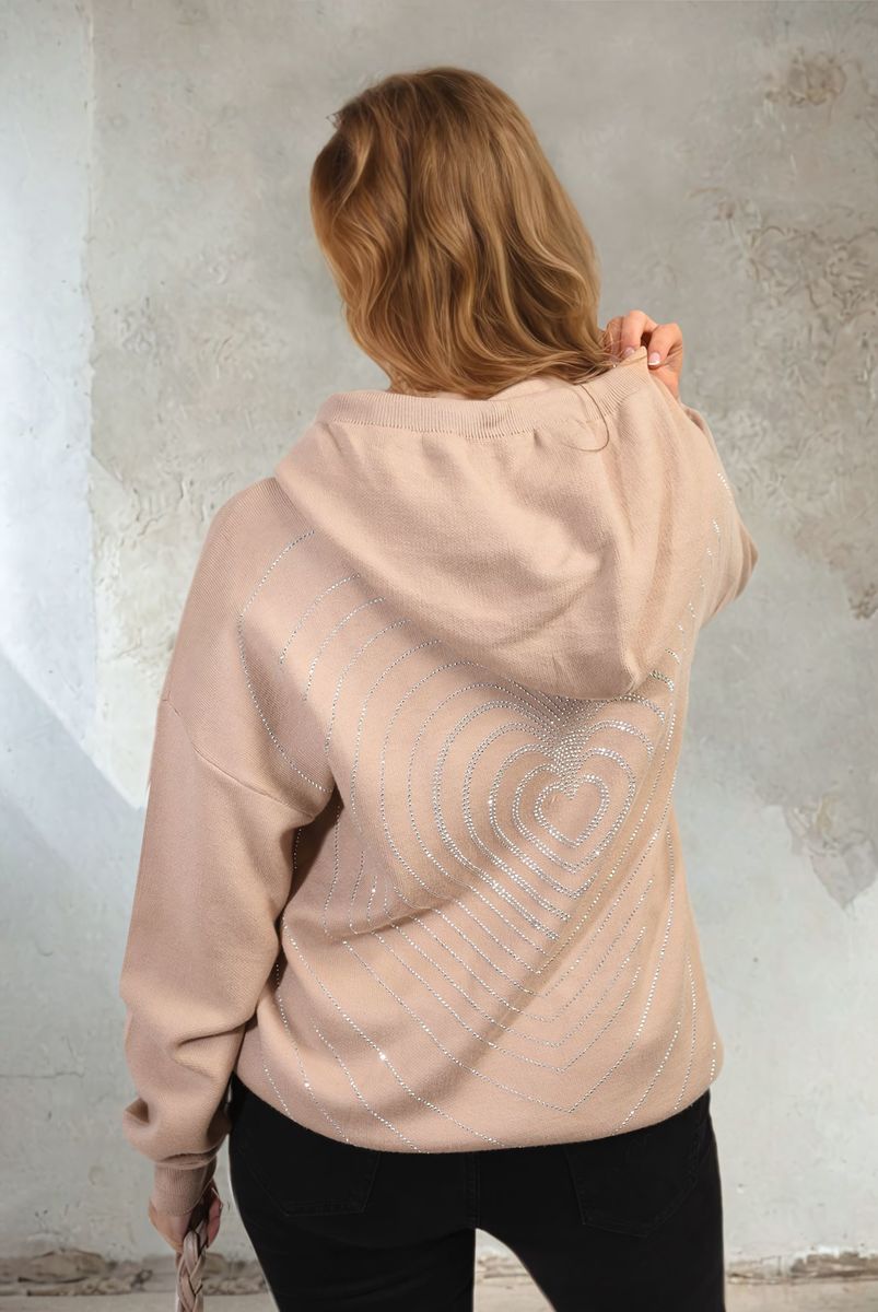 Women's Back Heart Print Knitted Hoodie