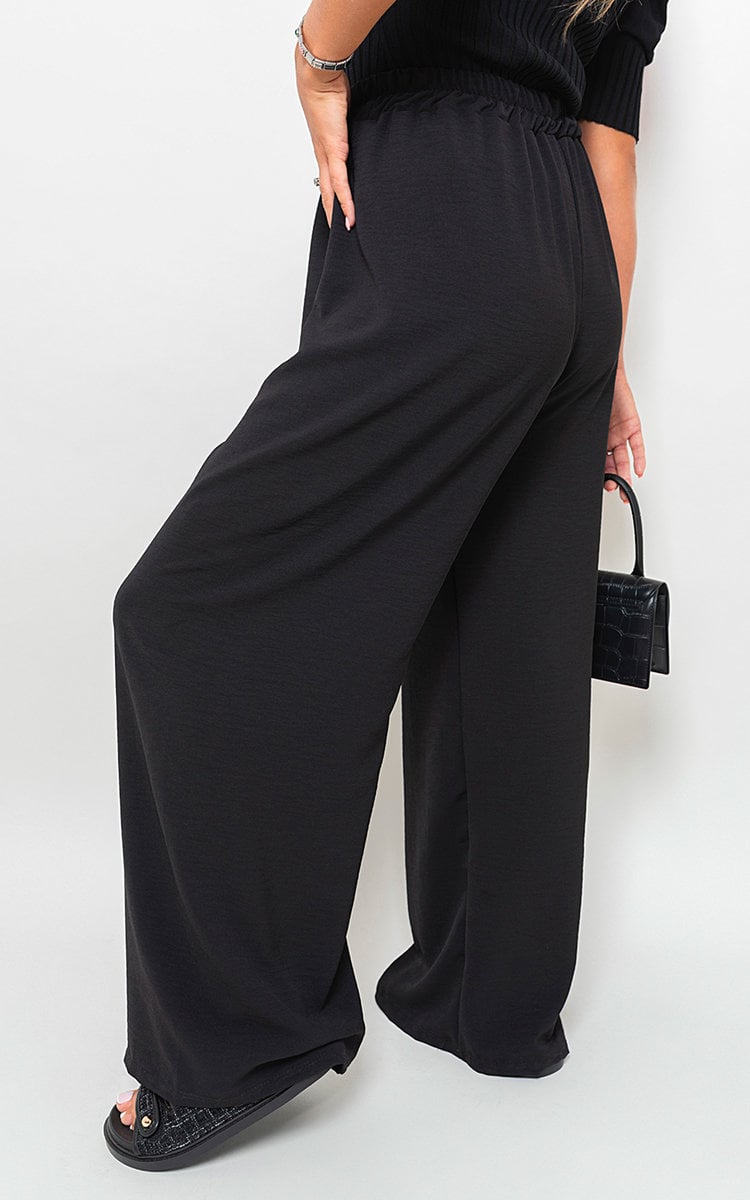 Women's Drawstring Gathered Waist Wide Leg Trouser