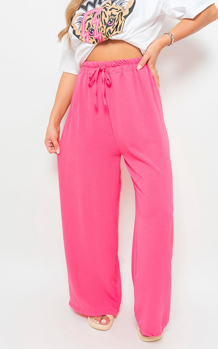 Women's Drawstring Gathered Waist Wide Leg Trouser