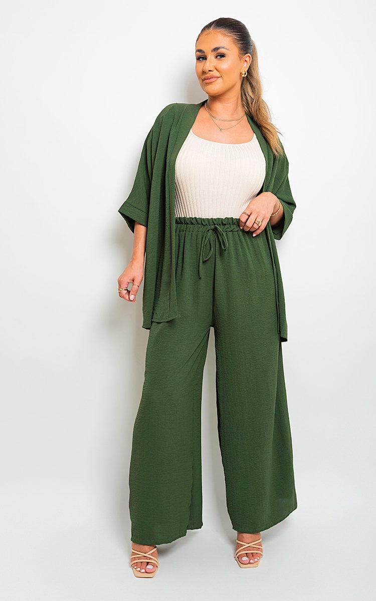 Women's Drawstring Gathered Waist Wide Leg Trouser