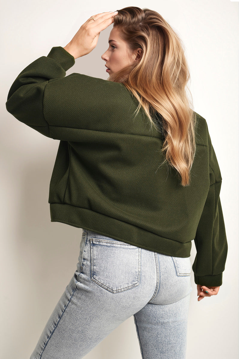 Women's Flap Pocket Long Sleeve Crop Jacket