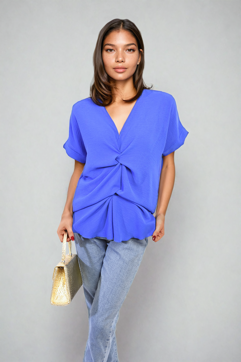 V-Neck Twist Front Top